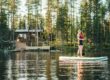 sup lauta on a wildernesslake viiksjarvi cabin shore