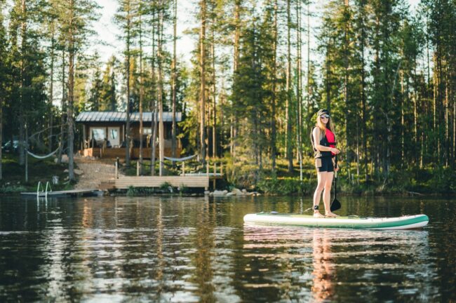sup lauta on a wildernesslake viiksjarvi cabin shore