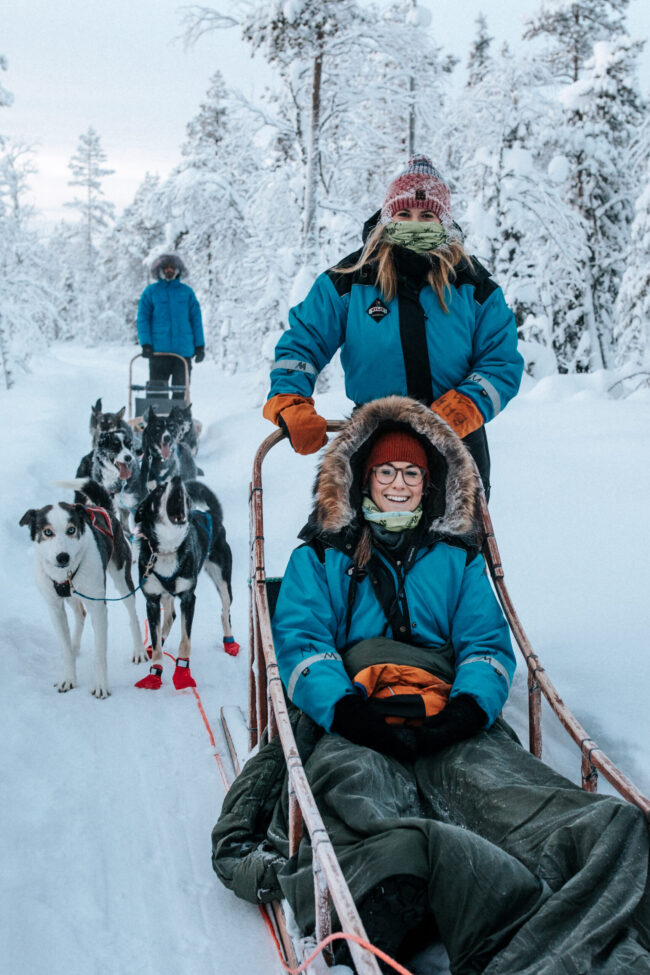 Guests enjoying a husky tour