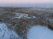 Bearhill Husky kennel shown from above on a winter day